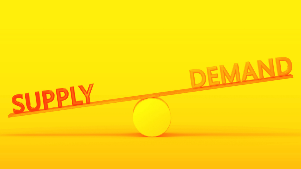supply and demand balancing on a seesaw