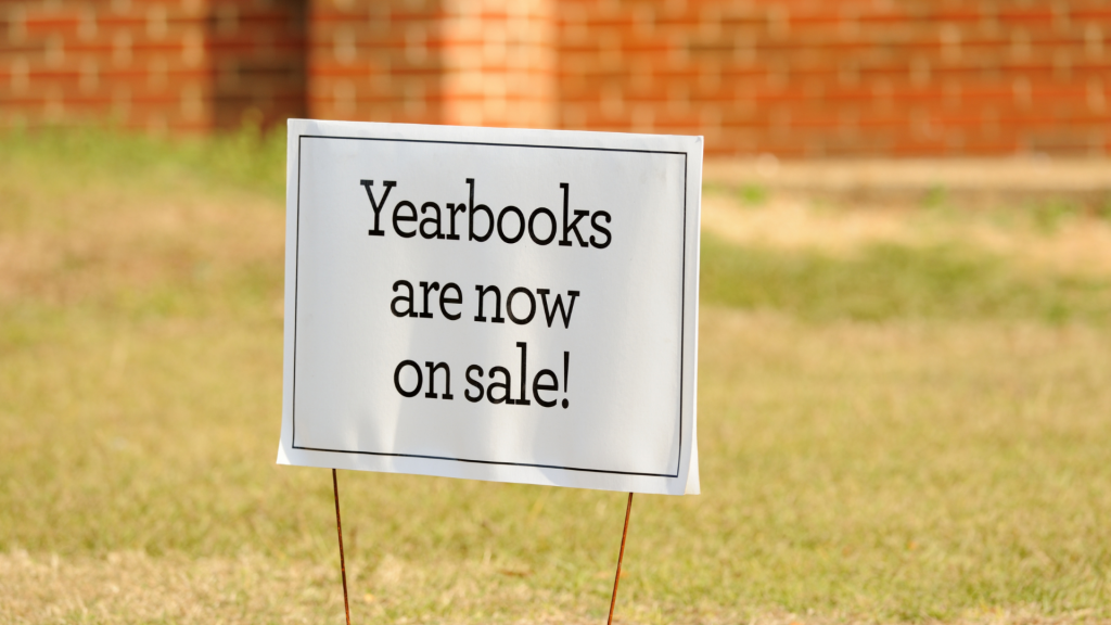 yearbooks for sale sign